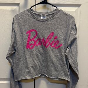 Barbie Heather Gray Long Sleeve Tee with Pink Logo